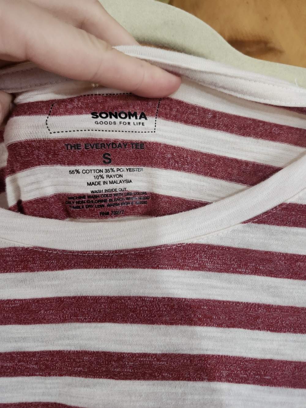 Sonoma Red Ivory Striped Long Sleeve Tee Holiday Christmas S Soft Cozy Fall - Picture 4 of 4